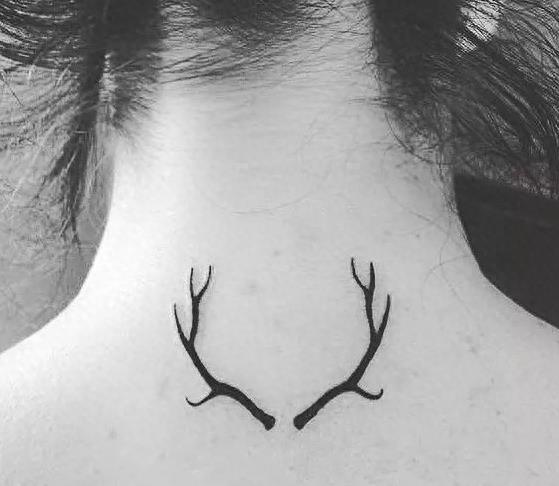 鹿角纹身图例——俏皮，简约，非常适合小清新人群