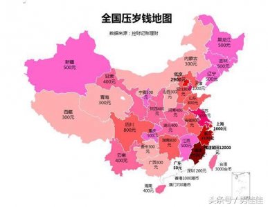 ​全国压岁钱地图出炉，你的家乡排名第几？