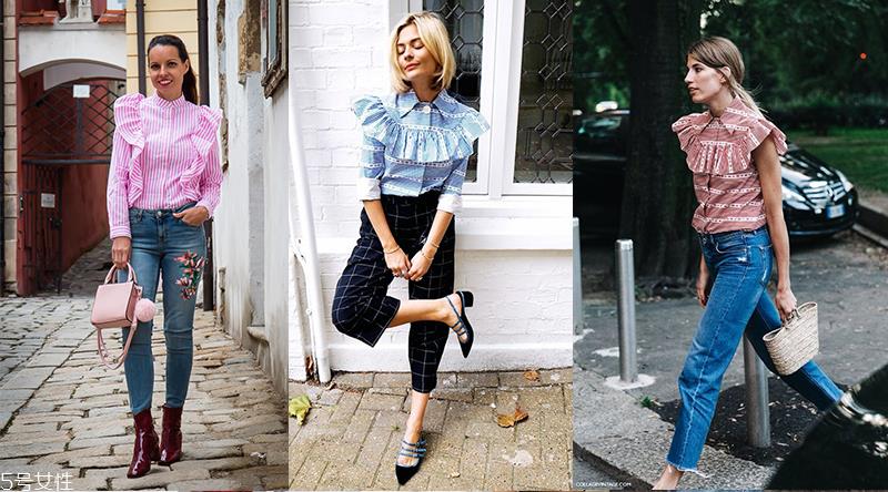 荷叶边衬衫搭配 荷叶边衬衫款式图