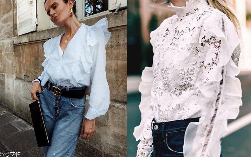 荷叶边衬衫搭配 荷叶边衬衫款式图