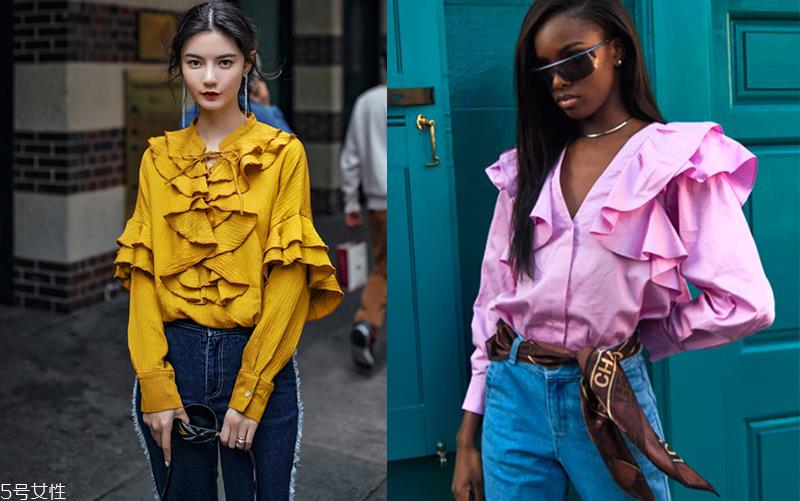 荷叶边衬衫搭配 荷叶边衬衫款式图