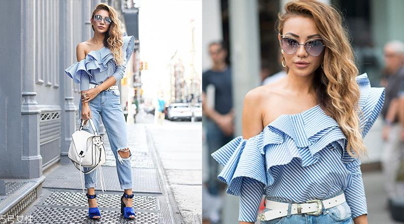 荷叶边衬衫搭配 荷叶边衬衫款式图