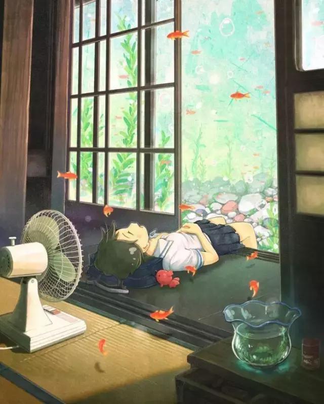 悠闲夏日，清新风格动漫图片